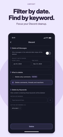 Unpost: Delete Posts, Messages Screenshot 4 of 4