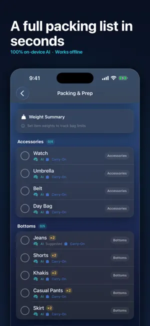 TravelMind: AI Packing List screenshot 1