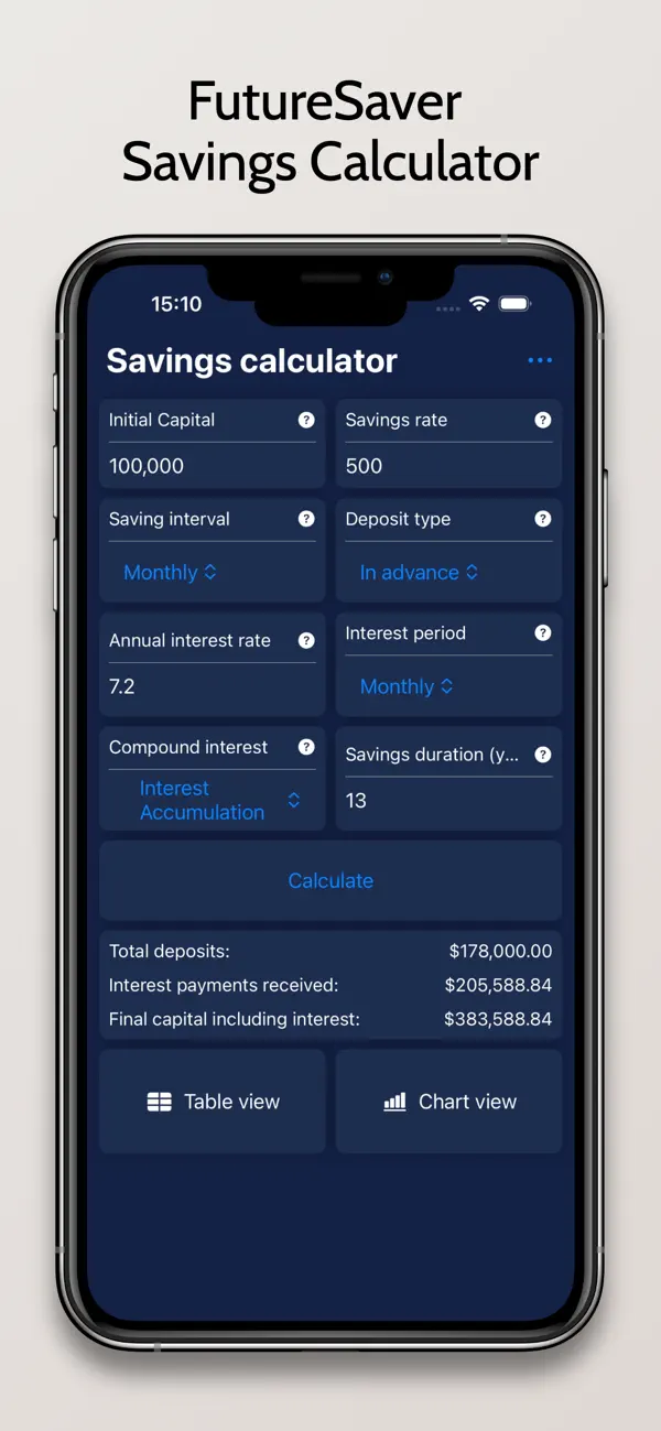 Screenshot #1 pour FutureSaver Savings Calculator