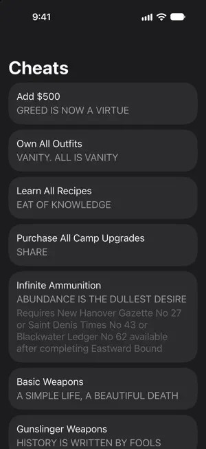 All Cheats for RDR 2 screenshot 2