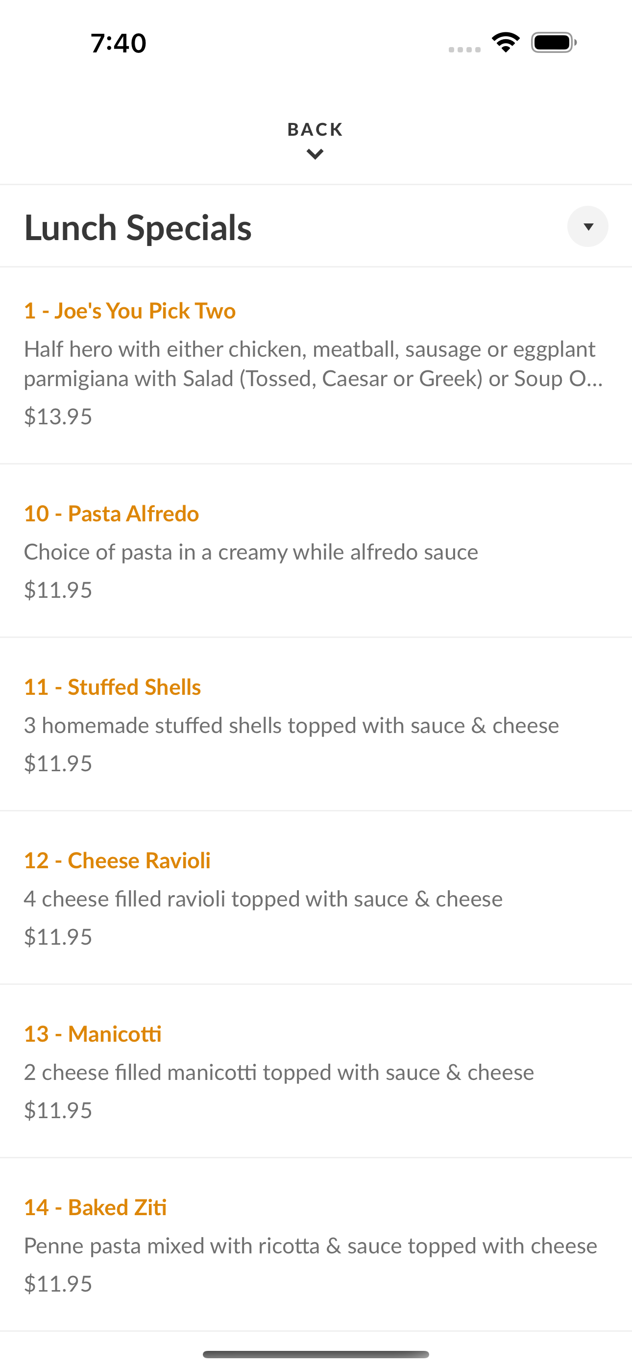 Joe's Pizza & Pasta screenshot 3