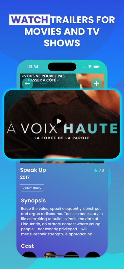 Crackle : Movies and Tv Shows - The app offers an integrated video player for instant trailer previews and detailed synopses, enriching the movie discovery experience.