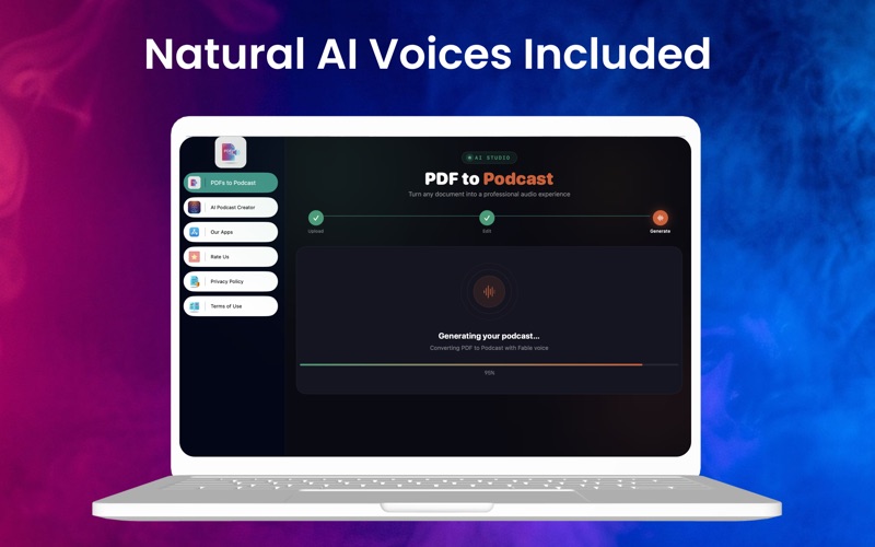 AI PDF Podcast Generator iPhone screenshot