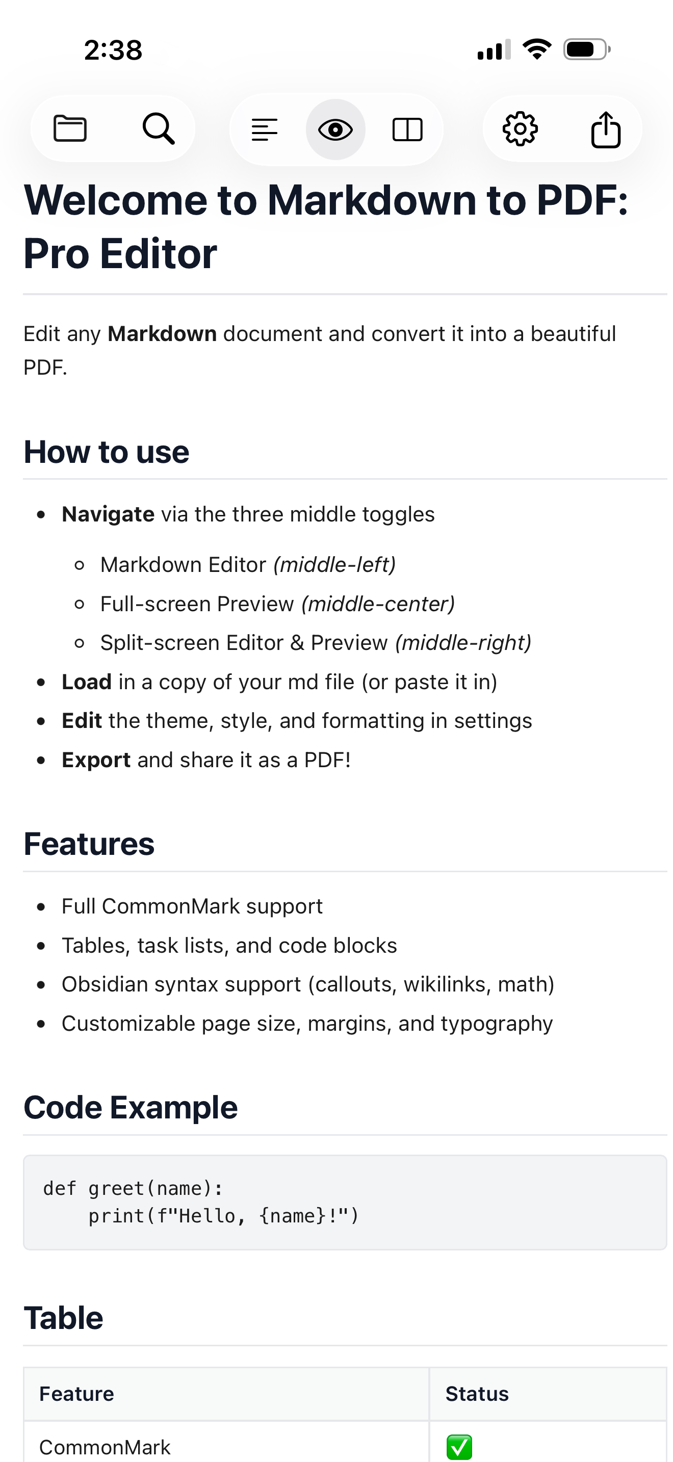 Markdown to PDF: Pro Editor screenshot 9