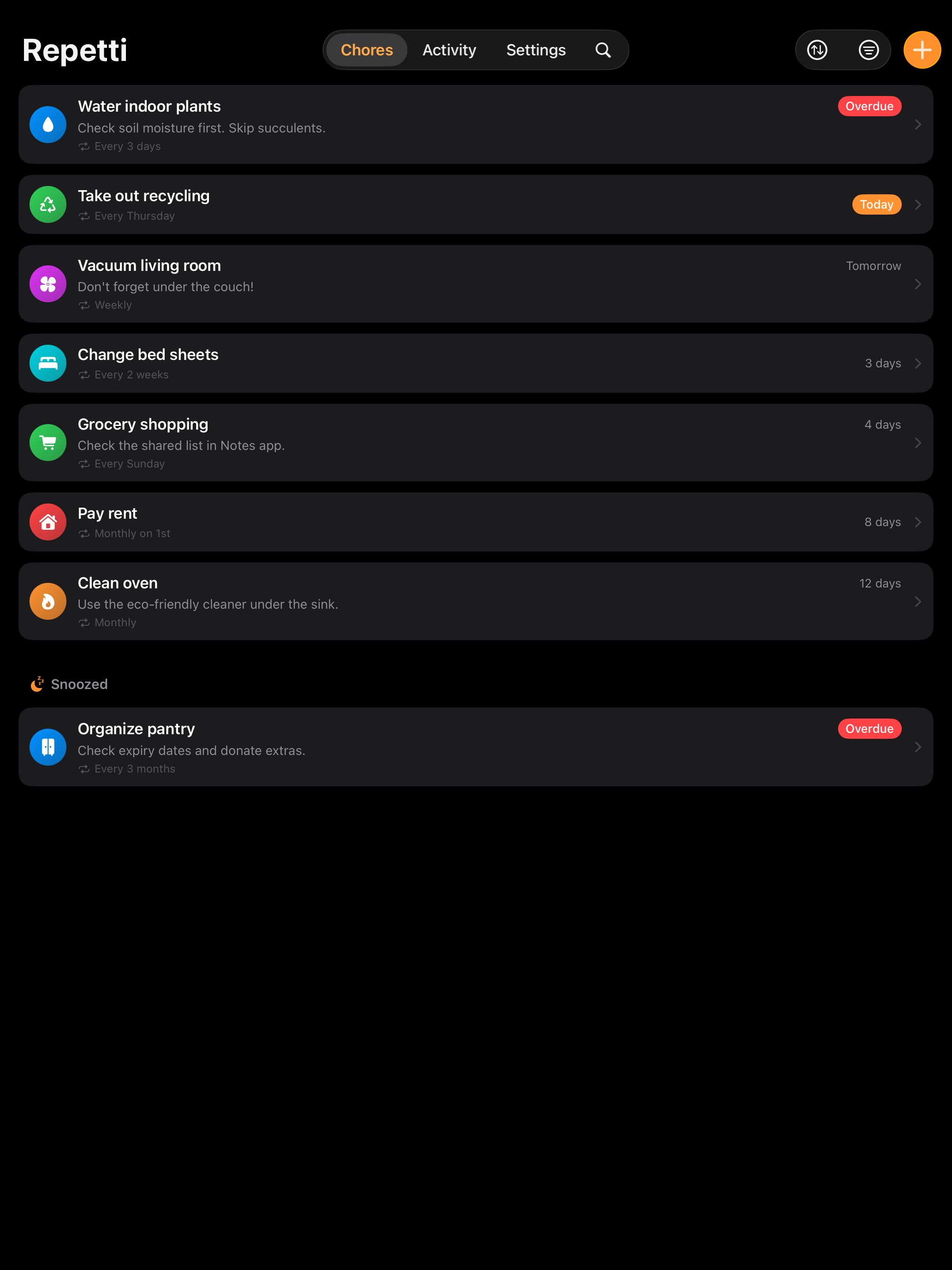 Repetti - The Chores List App