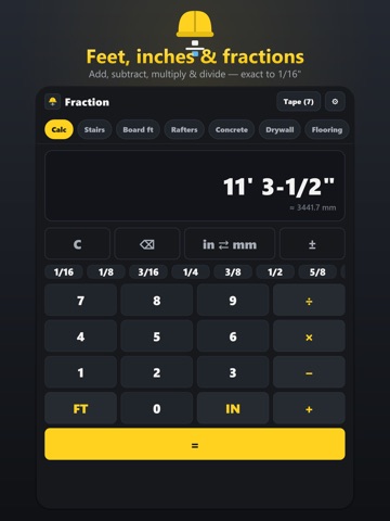 Fraction Calculator: Feet Inch iPad screenshot