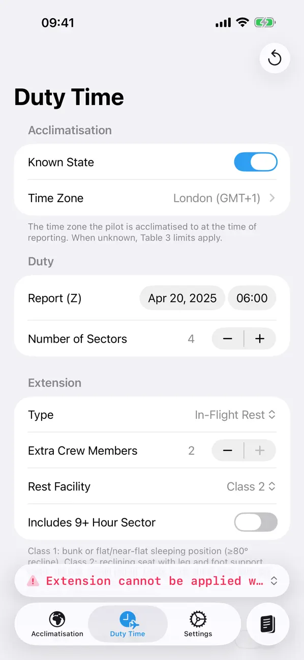 Screenshot #2 pour EASA FTL Calculator