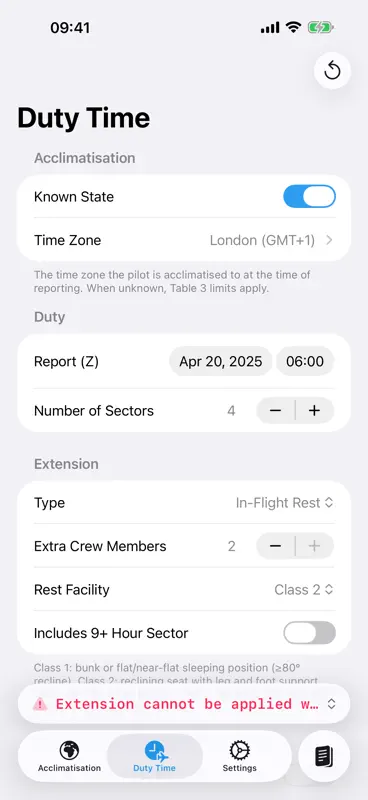 EASA FTL Calculator screenshot 2 of 5