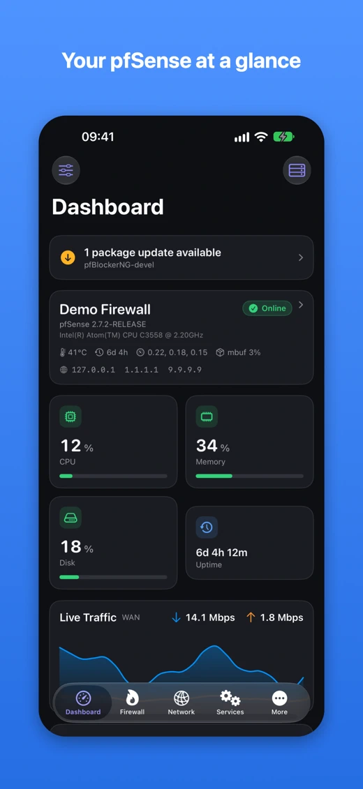 pfAdmin screenshot 1