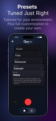 Quartz: Pro Audio Recording iPhone screenshot