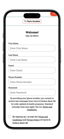 Carrot and Daikon Banh Mi App screenshot