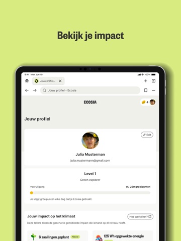Ecosia: Zoek en plant bomen iPad screenshot 3