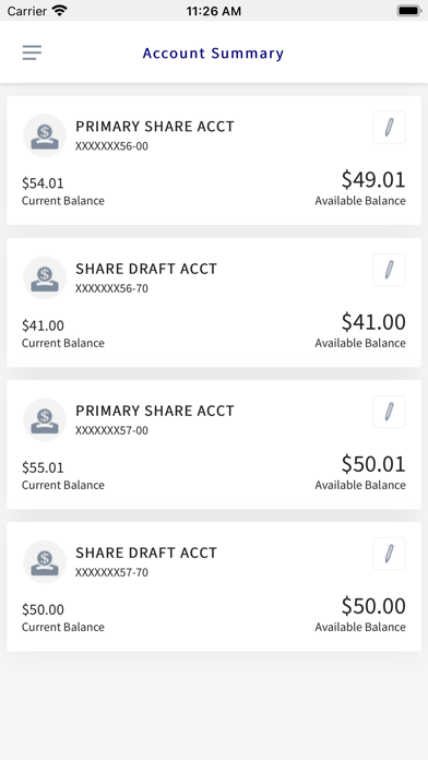 Woodmen FCU Mobile Banking Screenshot