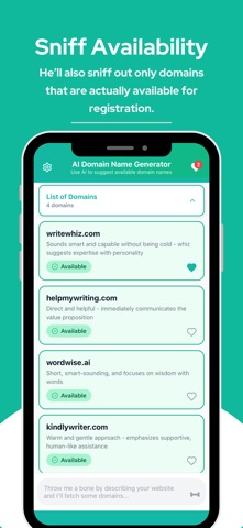 AI Domain Name Generator iPhone screenshot