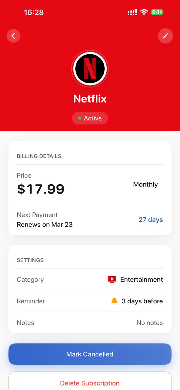 #2. Subscription tracker: Subly (iOS) Von: 茵 吕