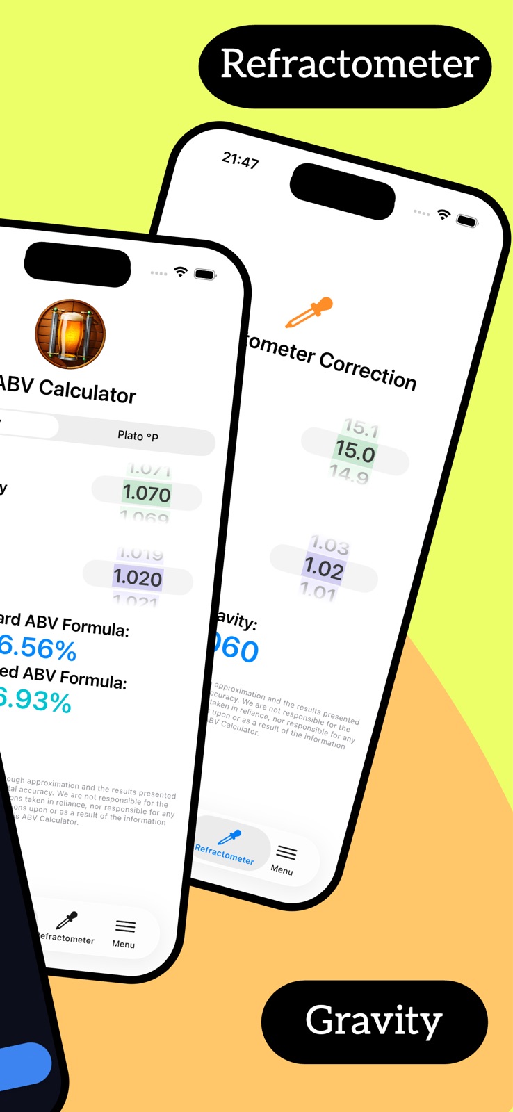 ABV Calculator Gravity & Plato iphone screenshot 2