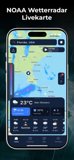 Screenshot von NOAA Wetter-,Wind-, Regenradar auf dem iPhone 1