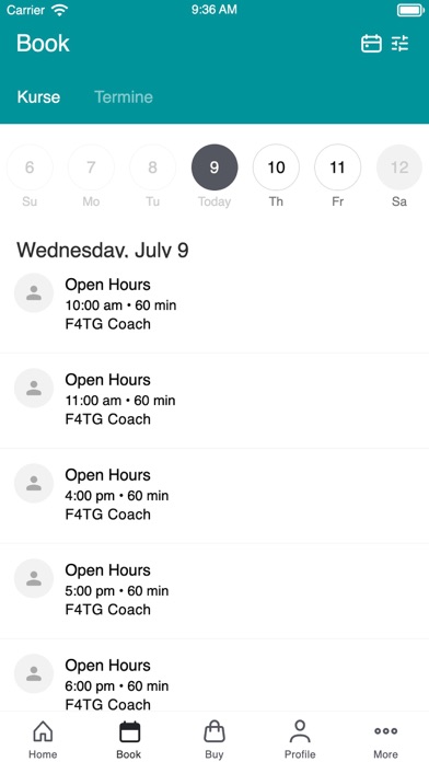 Fit4TheGame Bookings Screenshot