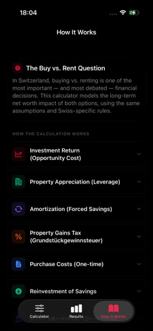 Buy vs Rent CH screenshot