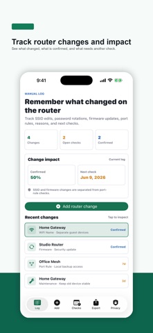 Router Change Log のスクリーンショット