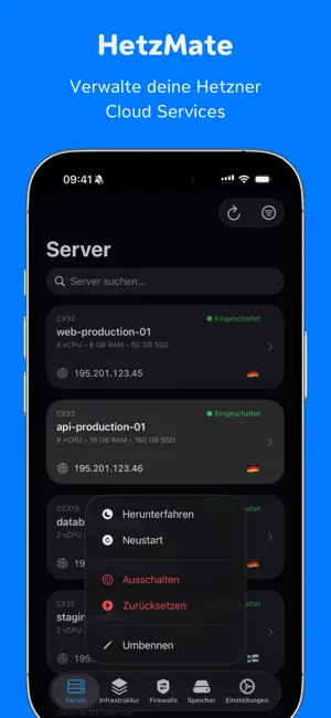 HetzMate für Hetzner Cloud iPhone screenshot 1
