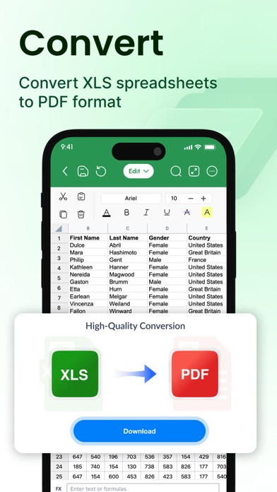 XLSX Sheets: Edit Spreadsheet Screenshot