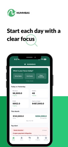 Nummbas: DTC business finance screenshot