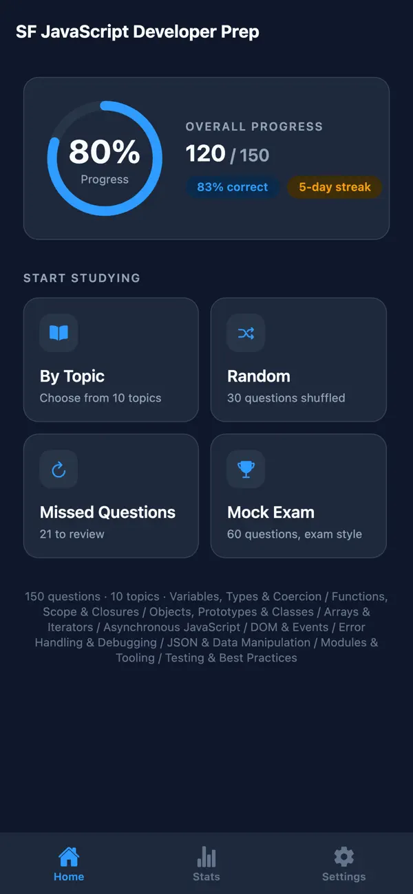 Screenshot #1 pour SF JavaScript Developer Prep