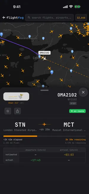 flightfog: live flight tracker screenshot 2