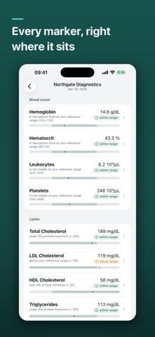 Marker · Blood Test Tracker iPhone screenshot