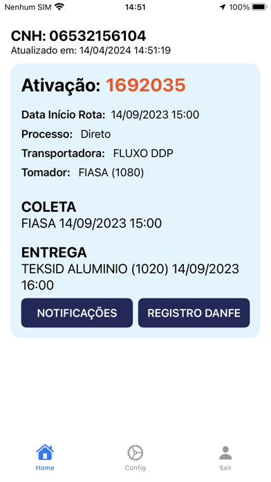 E-TRIND AppMotorista Screenshot