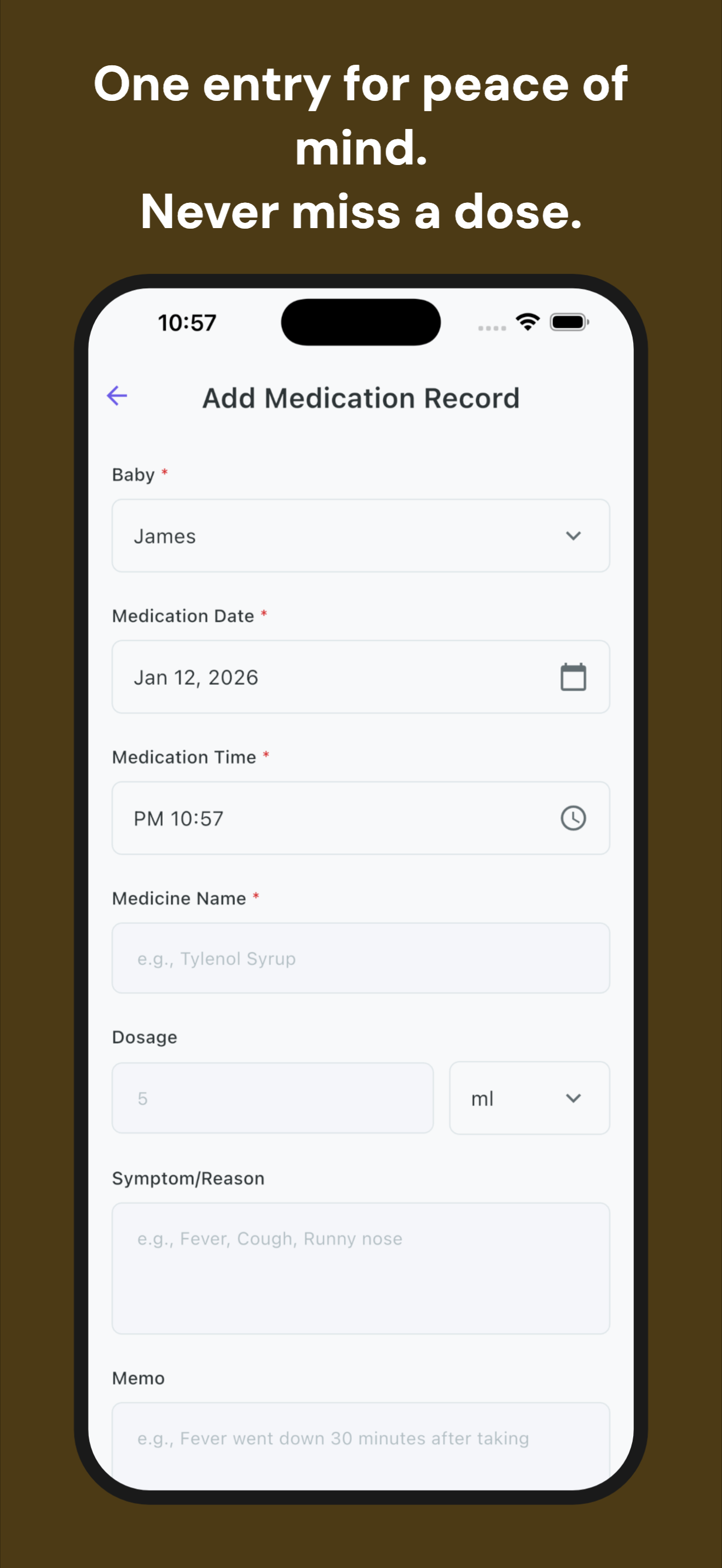 Baby Medication Diary