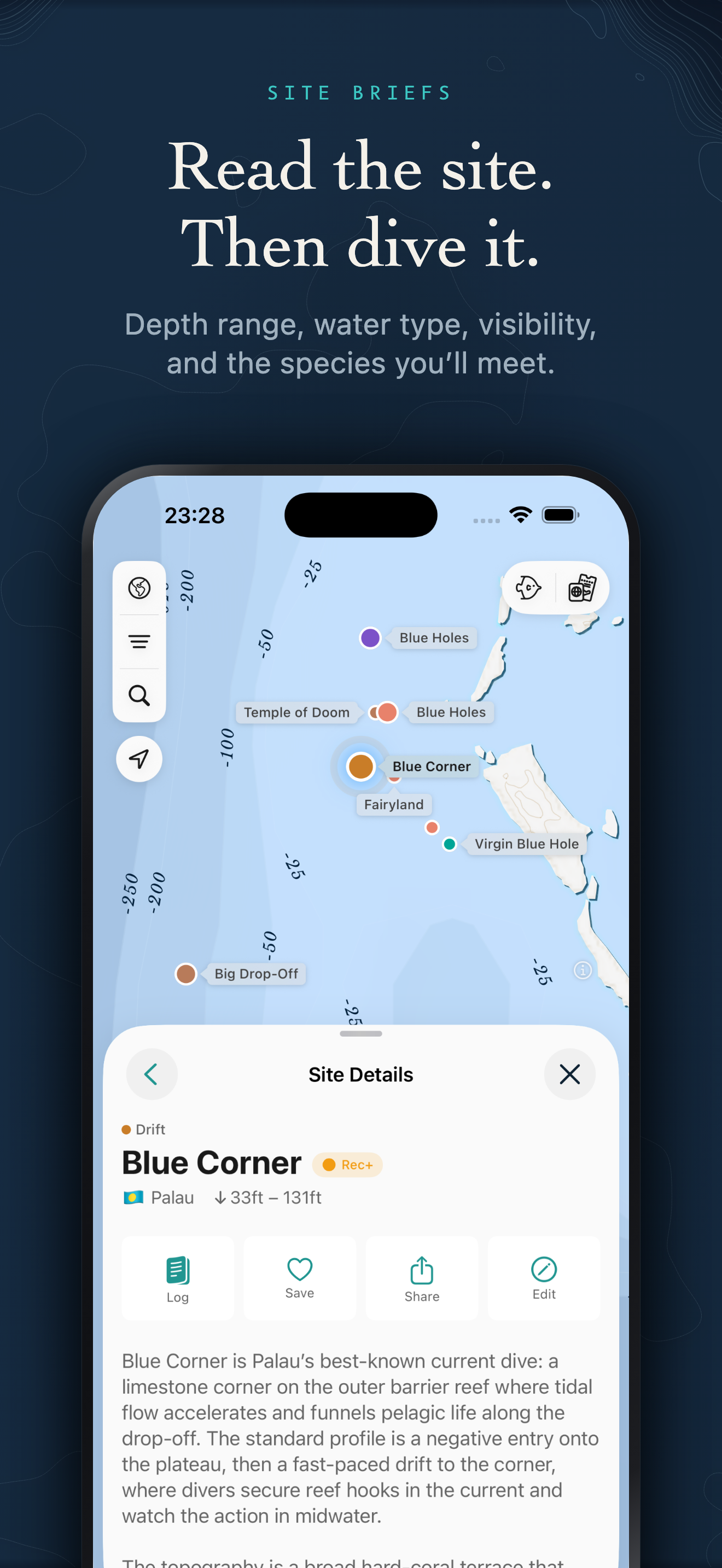 Below: Scuba Dive Log & Sites screenshot 2