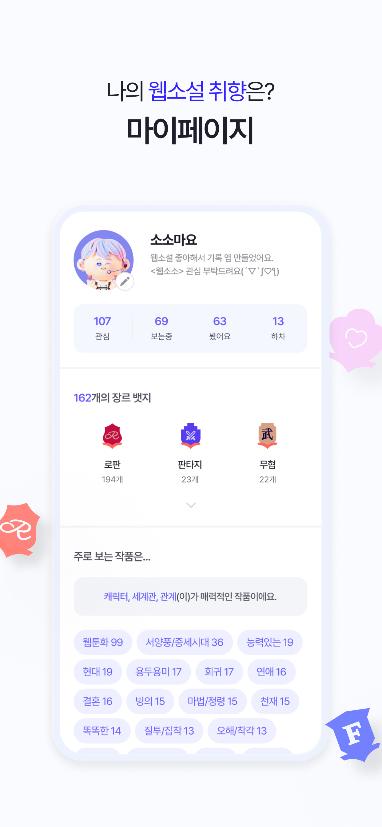 웹소소 - 웹소설 독서기록, 취향분석
