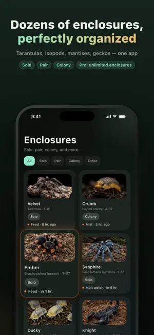 Isopod & Tarantula Tracker Log screenshot 2