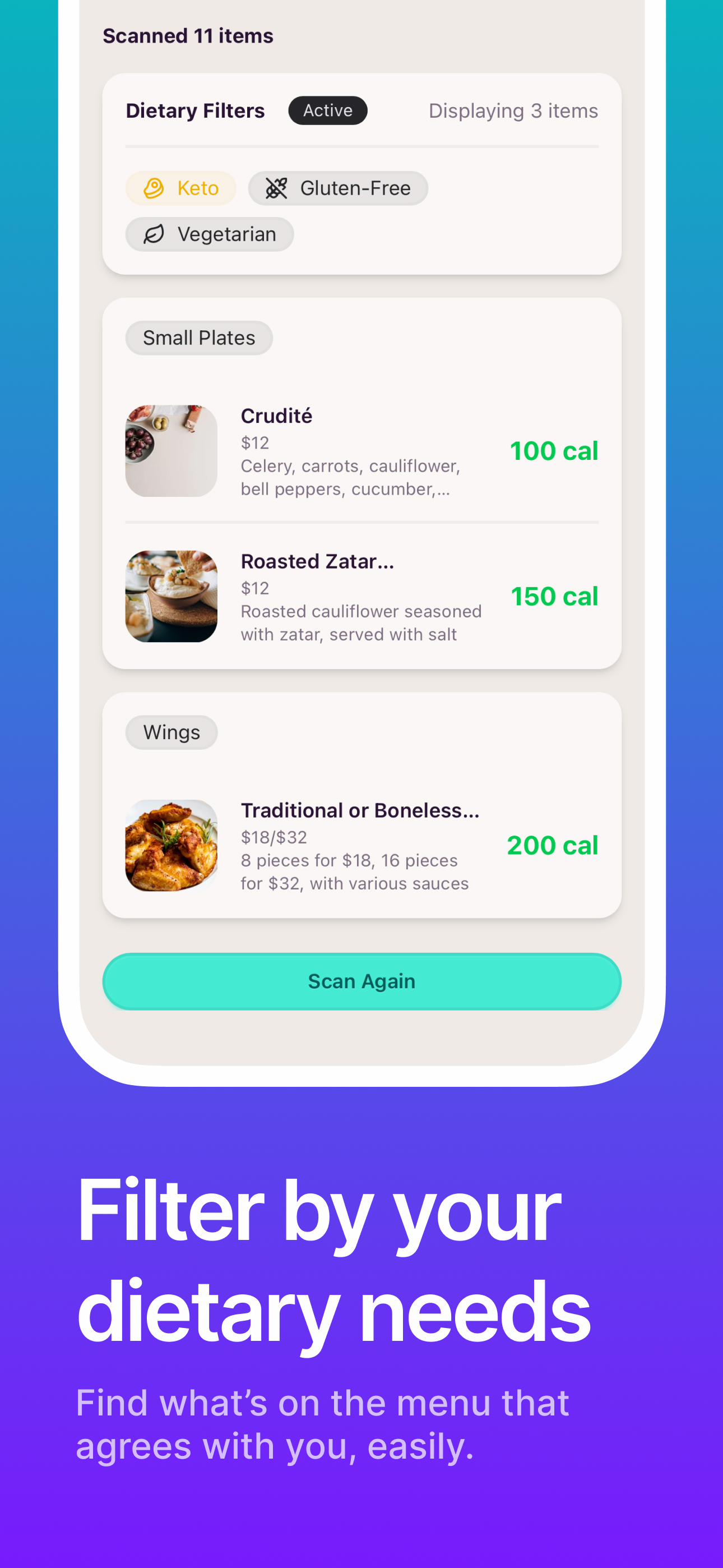 MenuScan - Restaurant Calories
