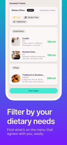 MenuScan - Restaurant Calories screenshot