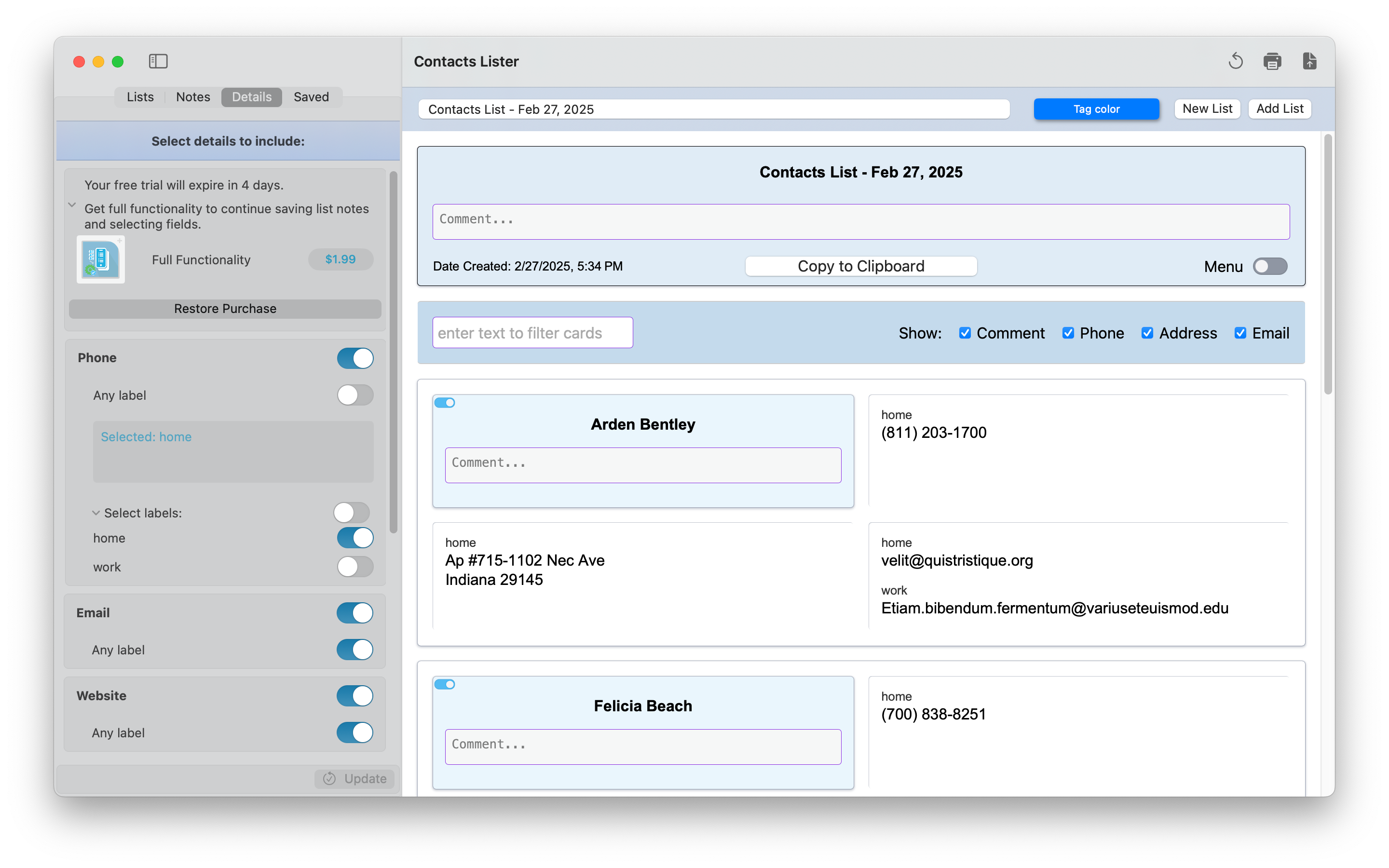 Contacts Lister screenshot 13
