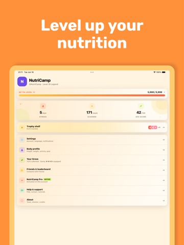 NutriCamp iPad screenshot