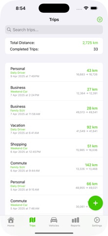 OdoLog iPhone screenshot