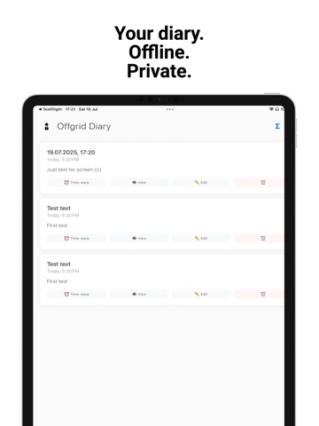 Offgrid Diary iPad screenshot