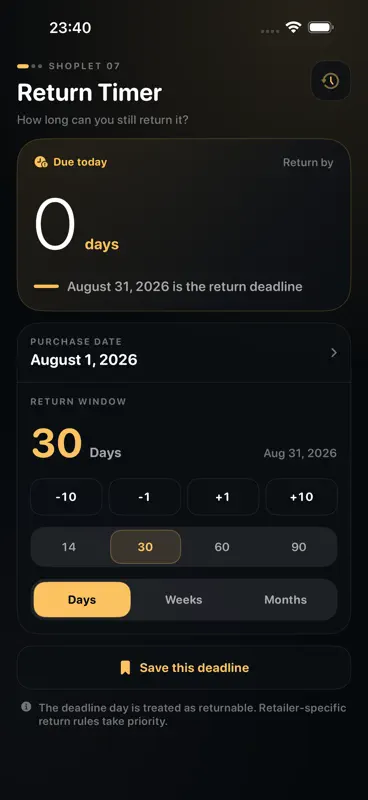 Return Deadline Tracker screenshot 3 of 5