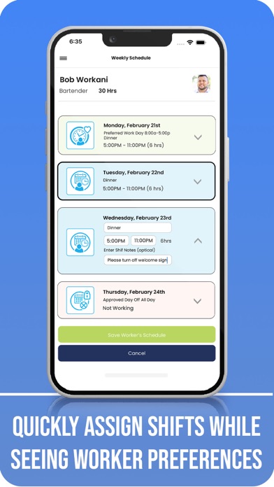 Restaurant Scheduler Screenshot