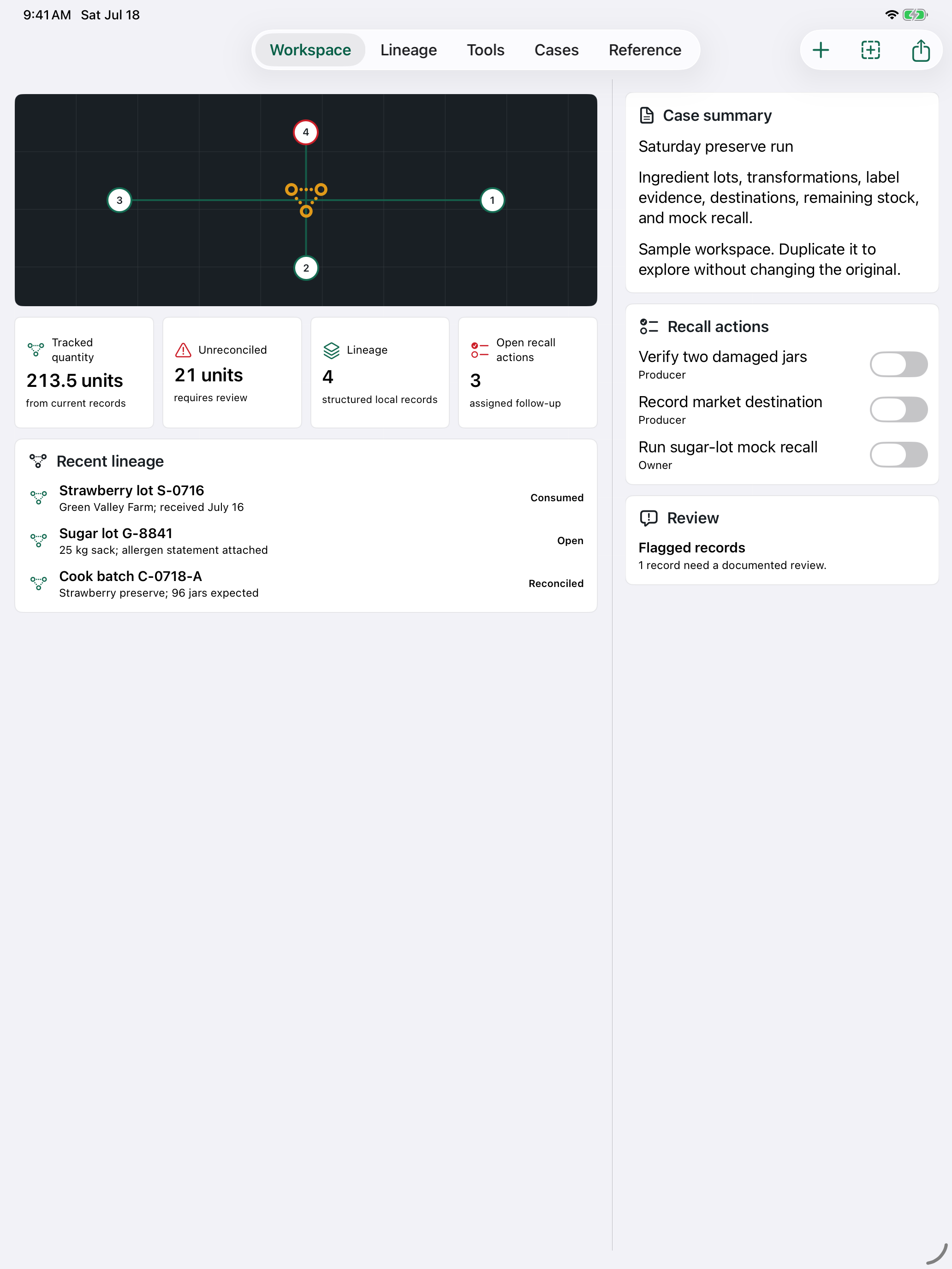 TraceLarder: Batch Recall iPad screenshot 1 of 4