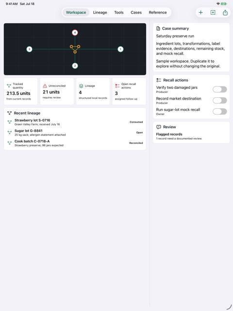 TraceLarder: Batch Recall screenshot 2