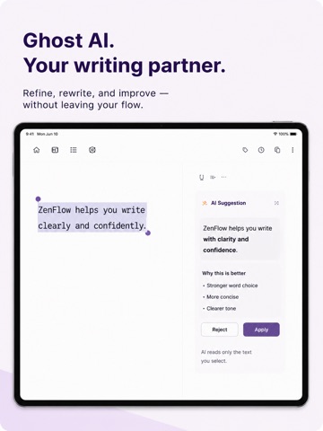 ZenFlow AI Markdown iPad screenshot