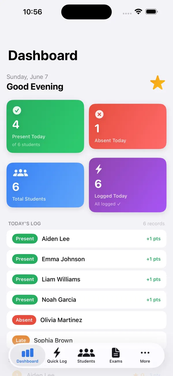 Screenshot #1 pour Class Stars - school tracking