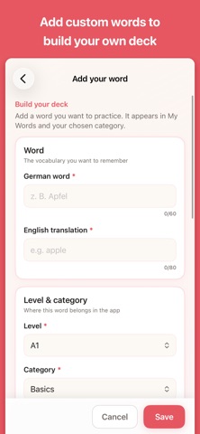 German Words Flashcards iPhone screenshot