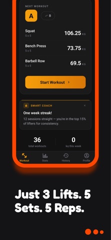 Lift5x5: 5x5 Workout Tracker iPhone screenshot