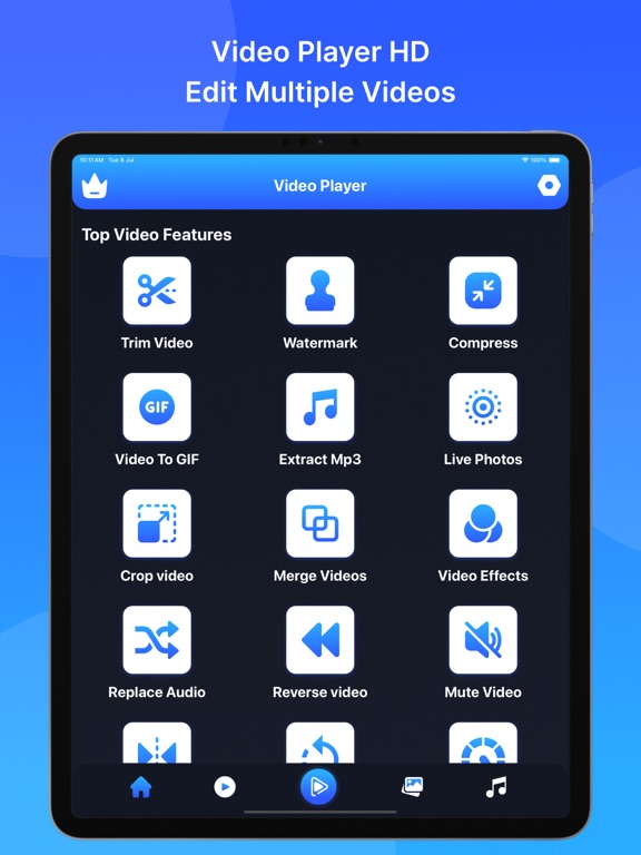 Video Player HD - Video Editor iPad screenshot 1 - Entertainment app